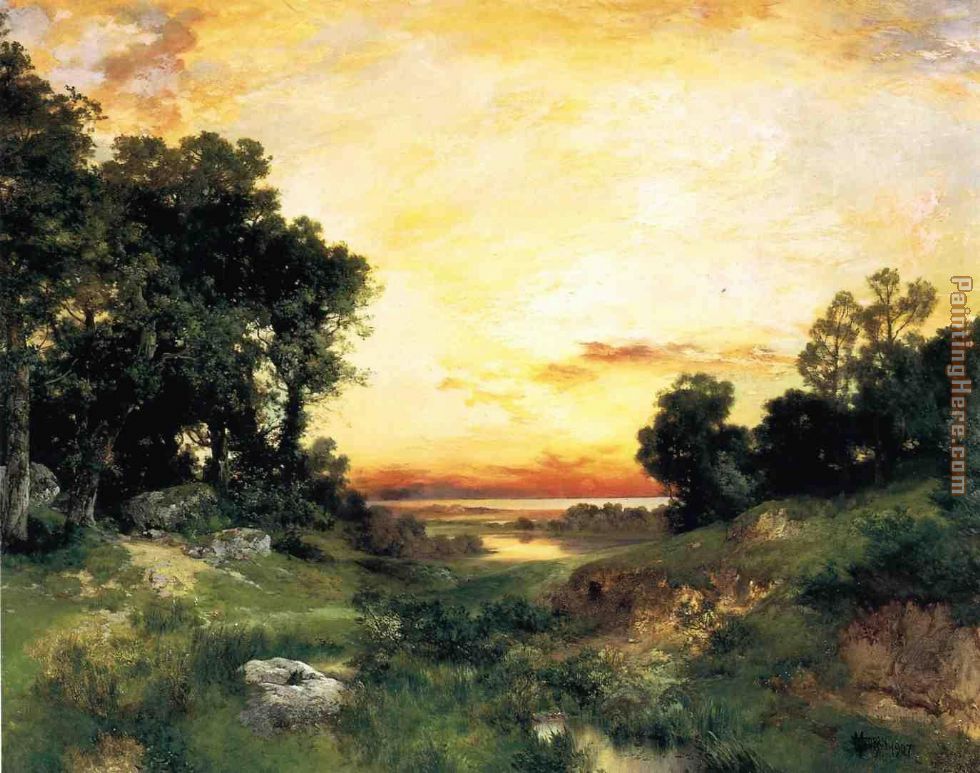 Sunset, Long Island Sound painting - Thomas Moran Sunset, Long Island Sound art painting